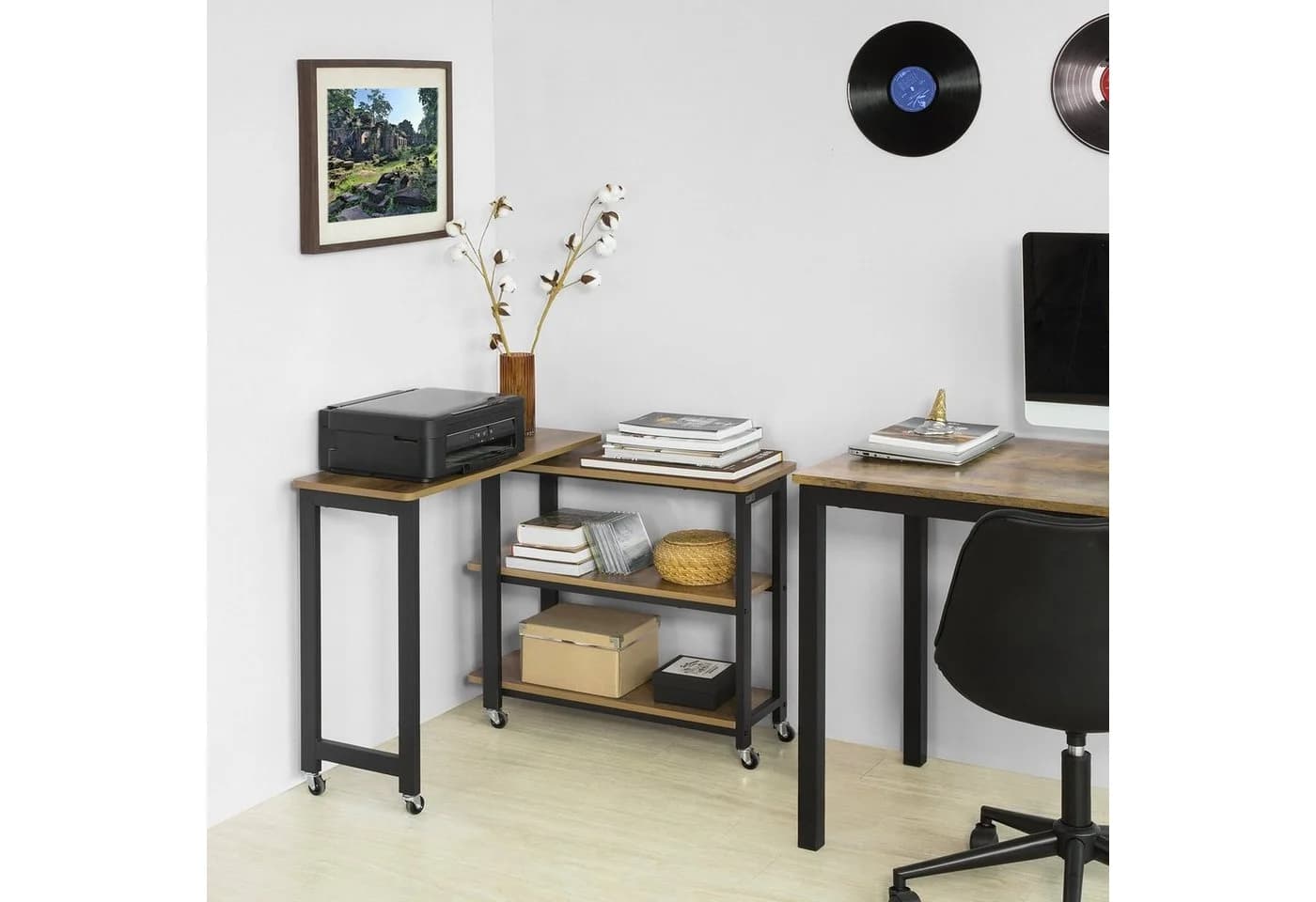 SoBuy Beistelltisch FWT83 Dunkelbraun Schwarz mit Rollen 3 Regale - Bild 5