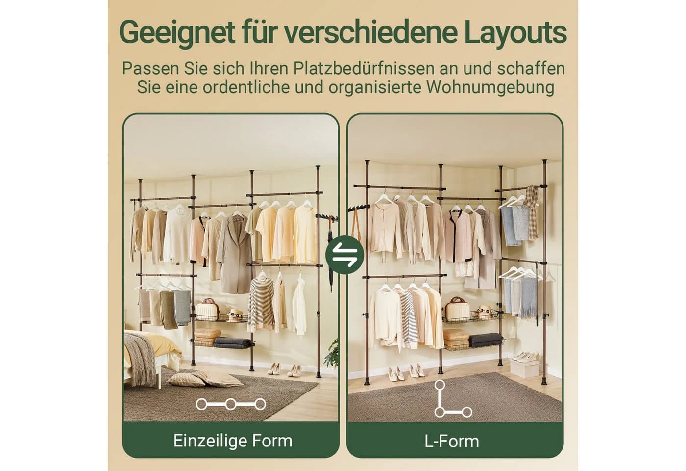 SoBuy Kleiderständer KLS04 Verstellbar Weiß/Schwarz/Braun/Grau - Bild 3