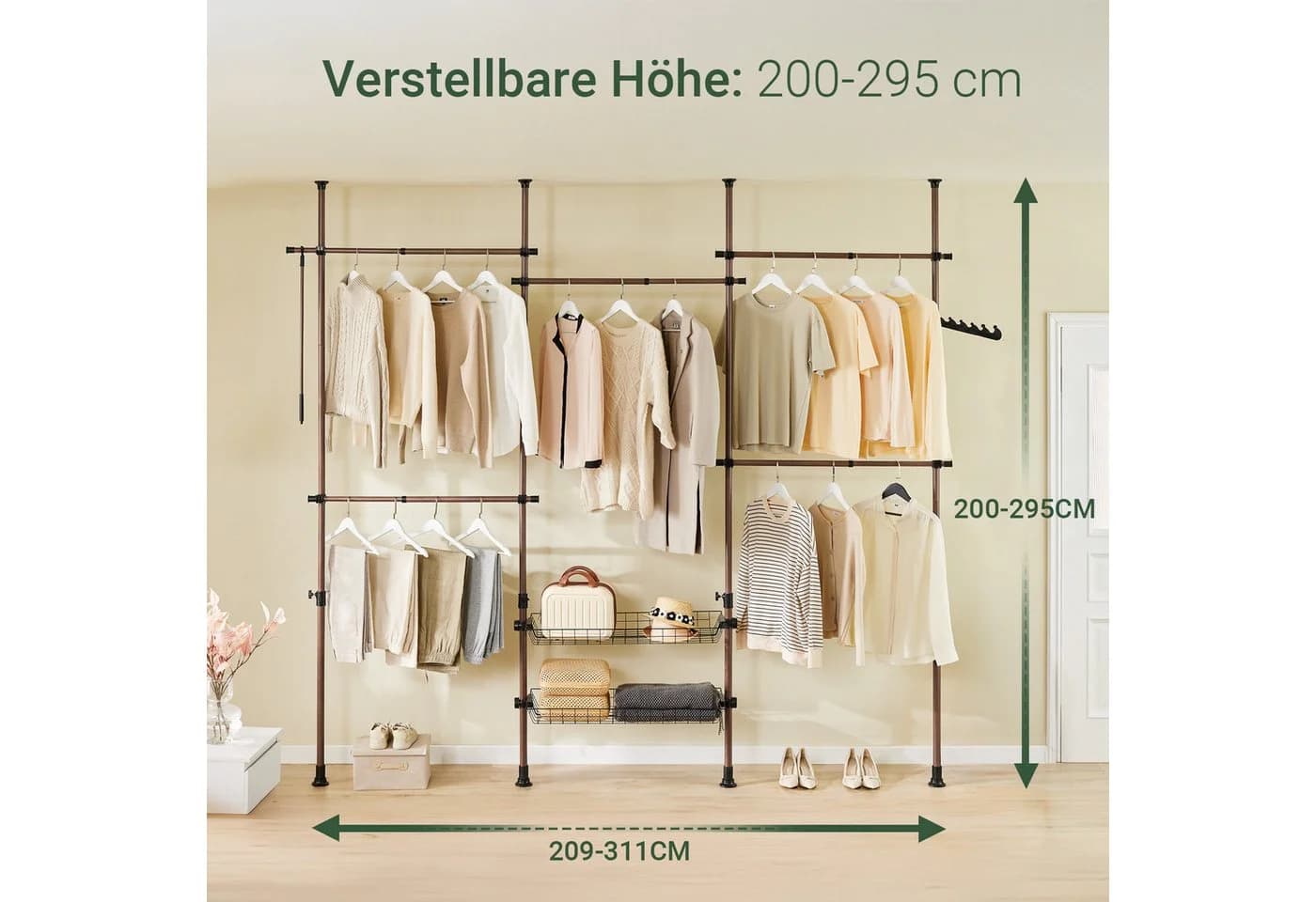 SoBuy Kleiderständer KLS04 Verstellbar Weiß/Schwarz/Braun/Grau - Bild 4