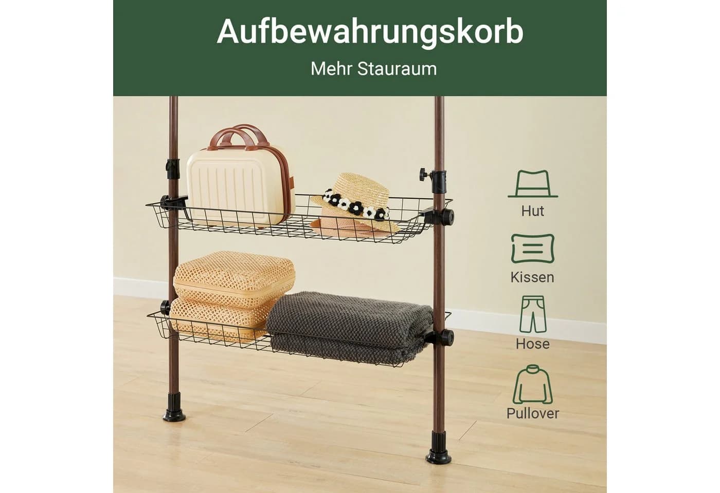 SoBuy Kleiderständer KLS04 Verstellbar Weiß/Schwarz/Braun/Grau - Bild 5