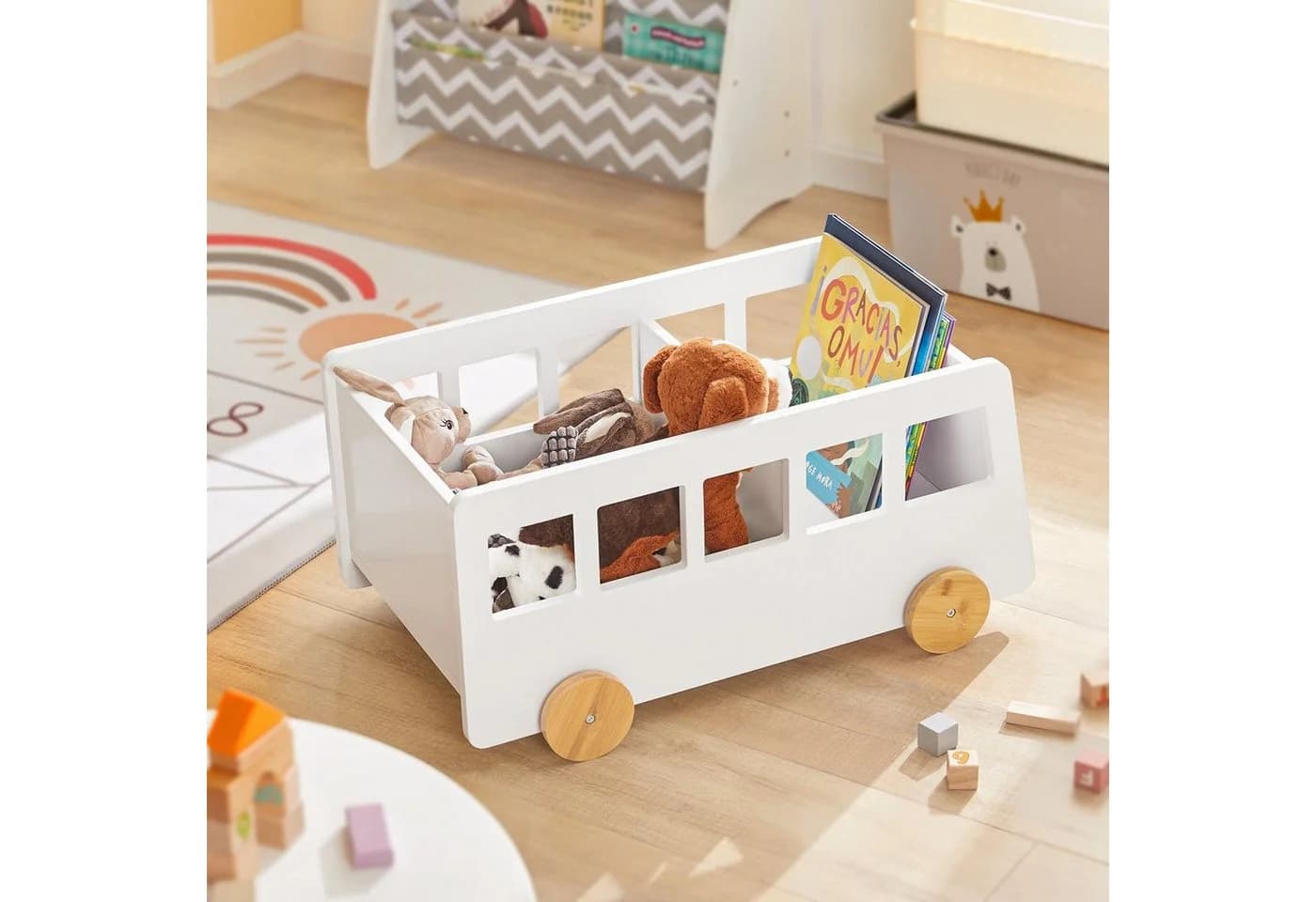 SoBuy Bücherregal KMB41 Weiß mit Rollen - Bild 2