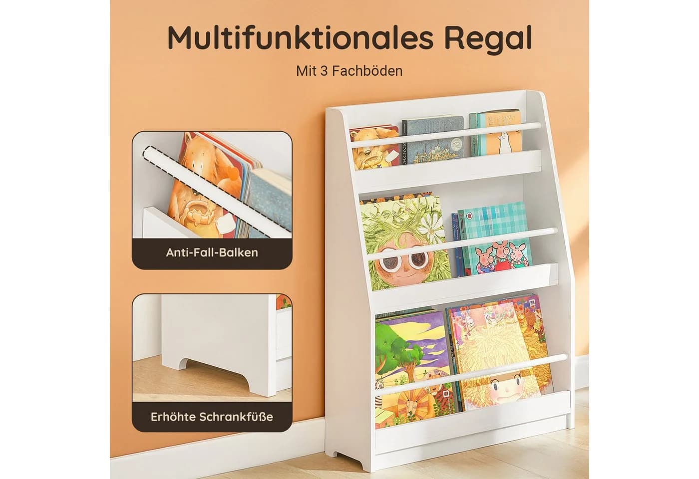 SoBuy Bücherregal KMB45 Weiß 3 Ablagen Kinderregal - Bild 2
