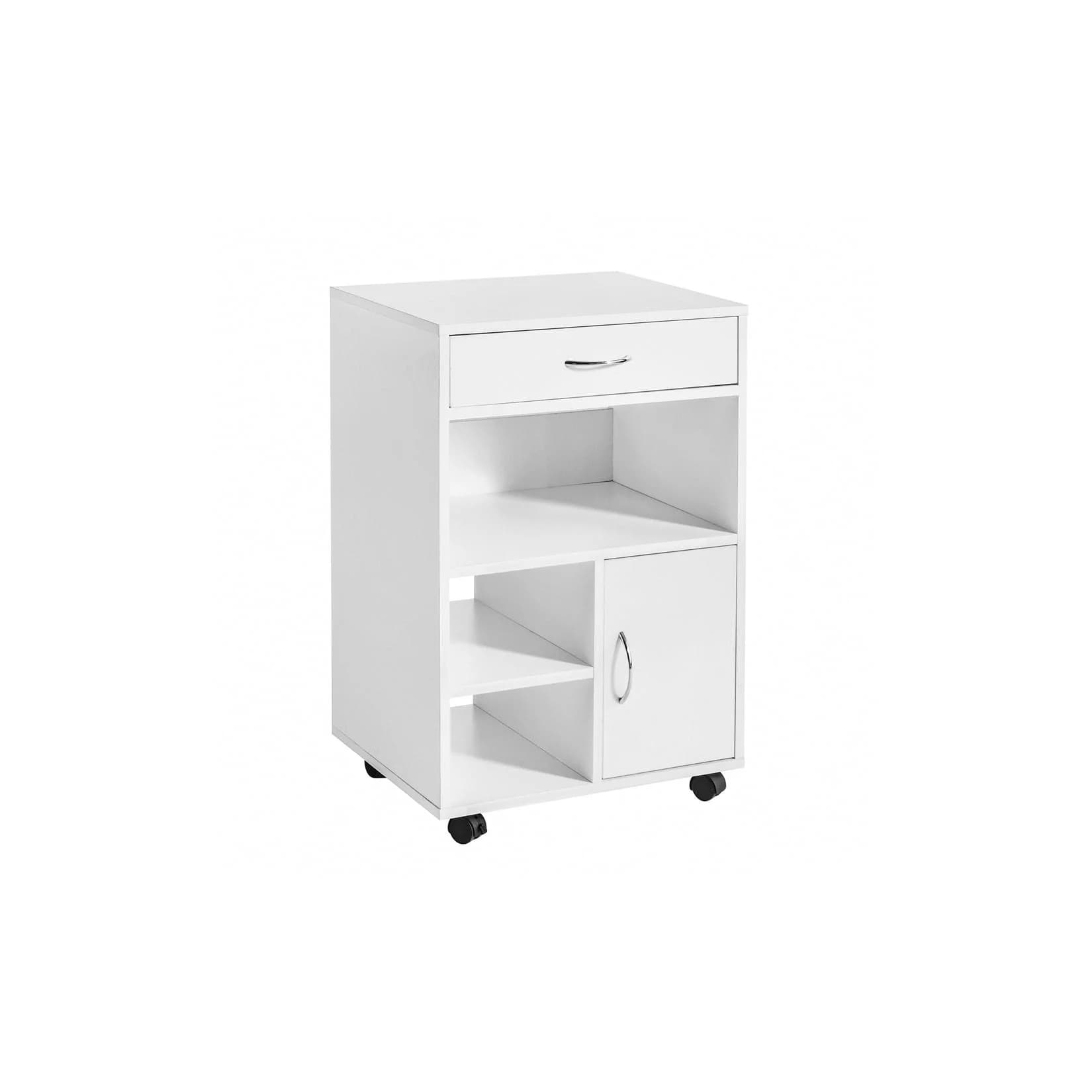 SoBuy Druckertisch FBT106 Weiß mit Schublade und Rollen