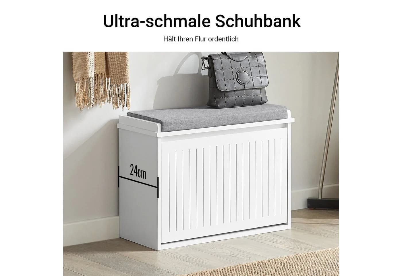 SoBuy Schuhkipper FSR98 Schuhbank mit Klappe Weiß/Grau/Schwarz - Bild 5