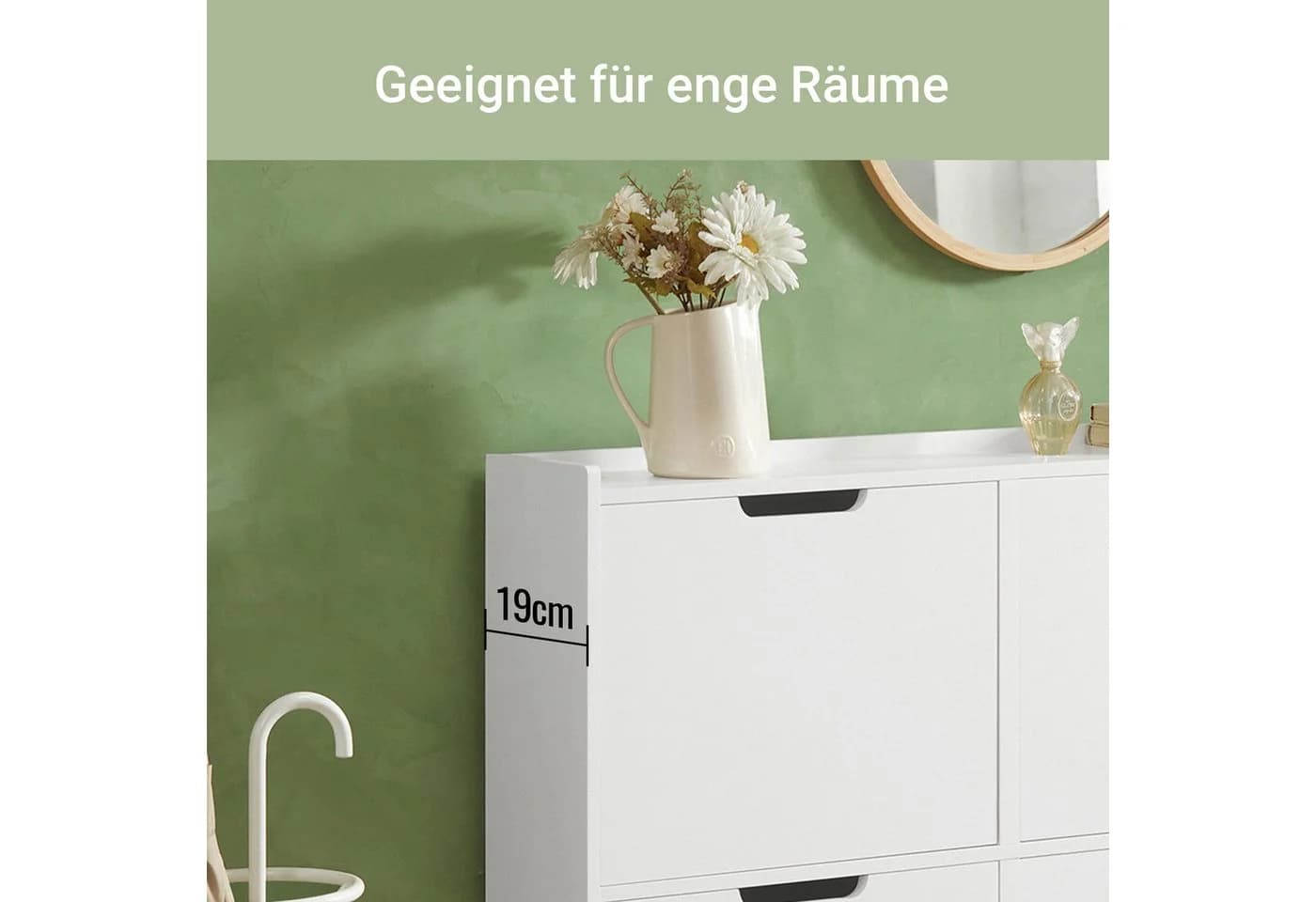 SoBuy Schuhkipper FSR100 mit 4 Klappen Schuhschrank schmal Weiß - Bild 5