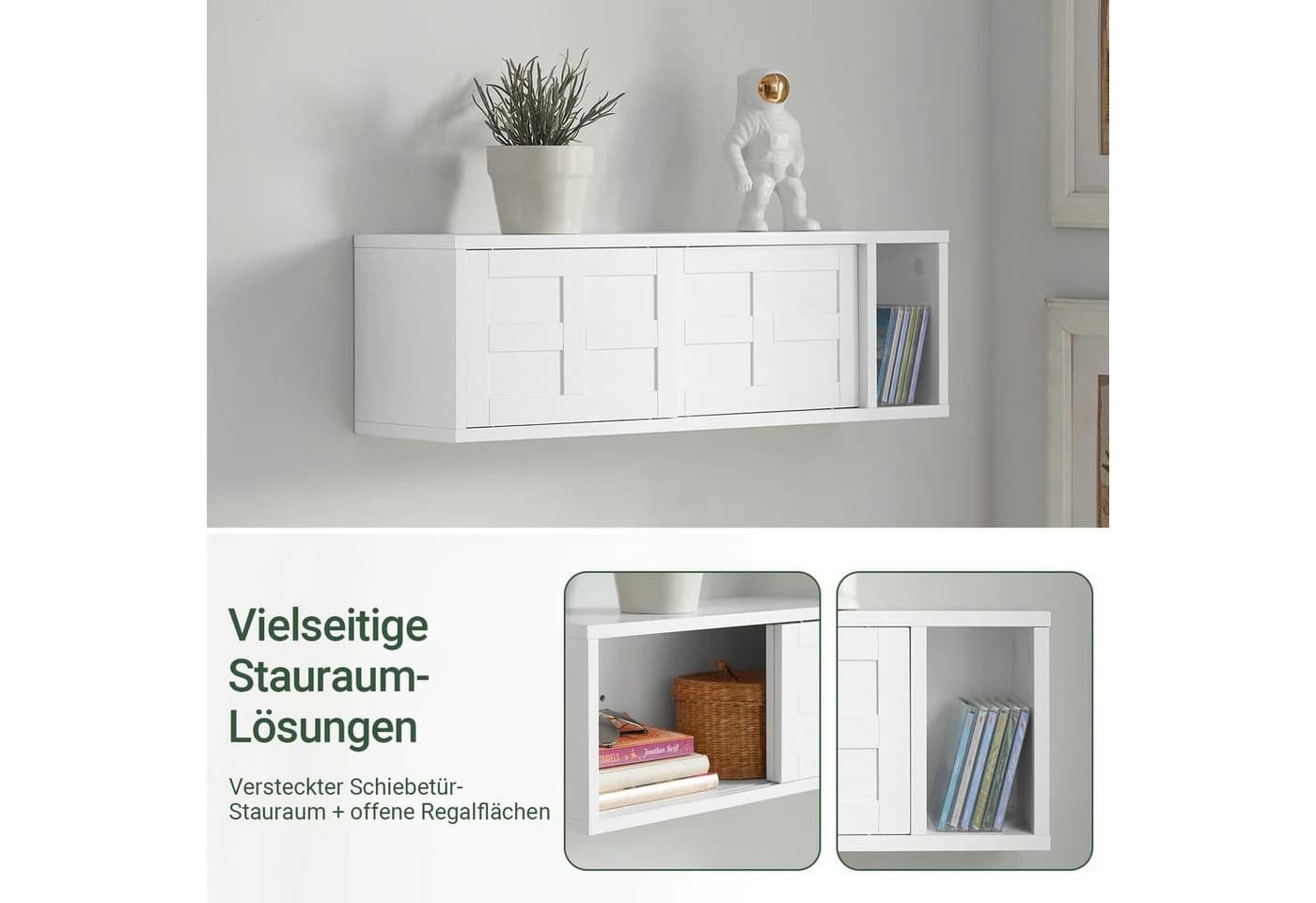SoBuy Wandgarderobe FHK18, Wandboard 75 cm, Flur, mit Schiebetüren und Fach - Bild 3