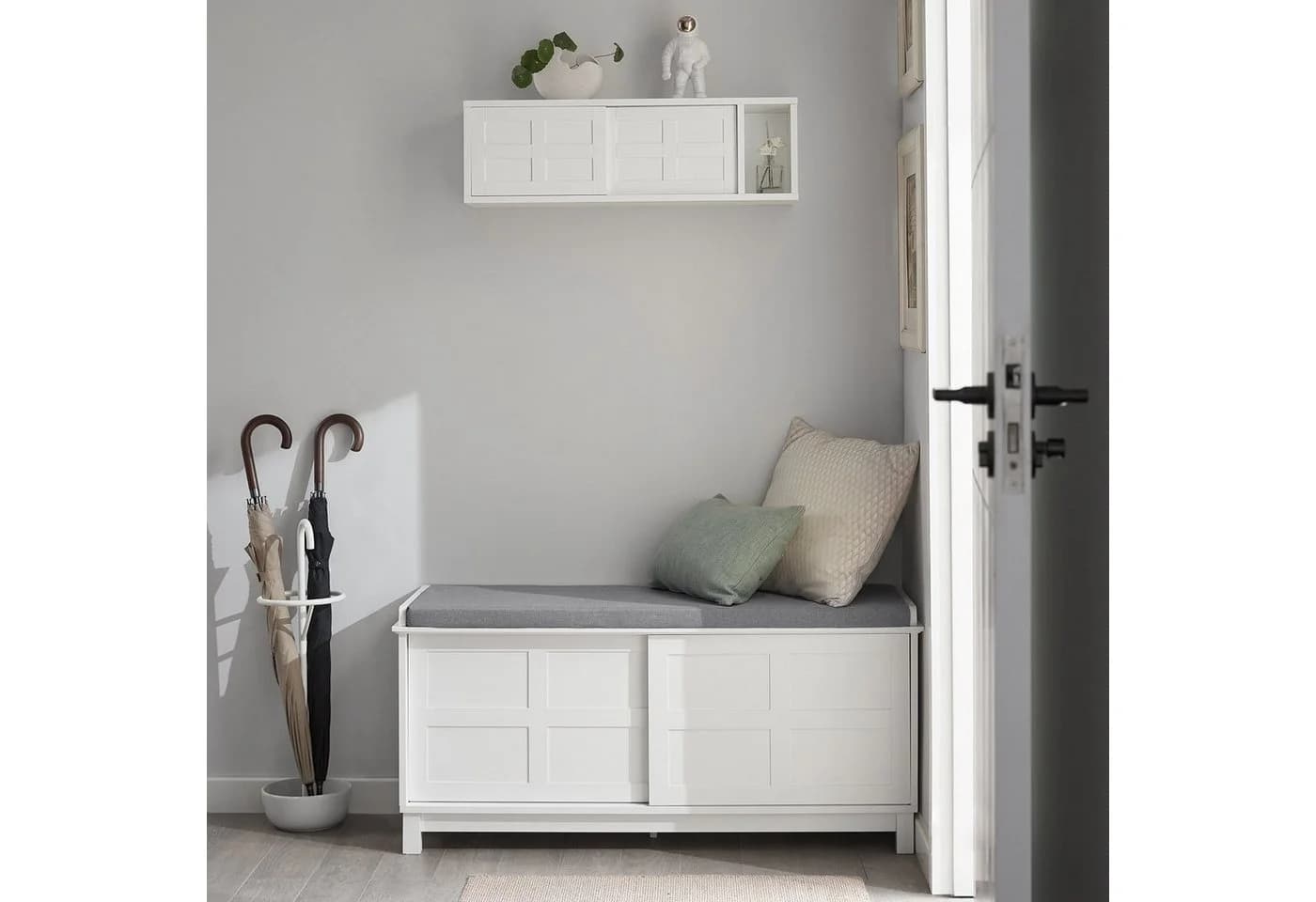 SoBuy Wandgarderobe FHK18, Wandboard 75 cm, Flur, mit Schiebetüren und Fach - Bild 4