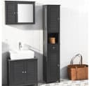 SoBuy Hochschrank FRG236 Dunkelgrau Badmöbel mit Schublade Bild 1