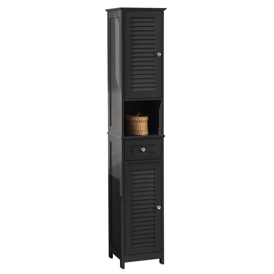 SoBuy Hochschrank FRG236 Dunkelgrau Badmöbel mit Schublade - Bild 2