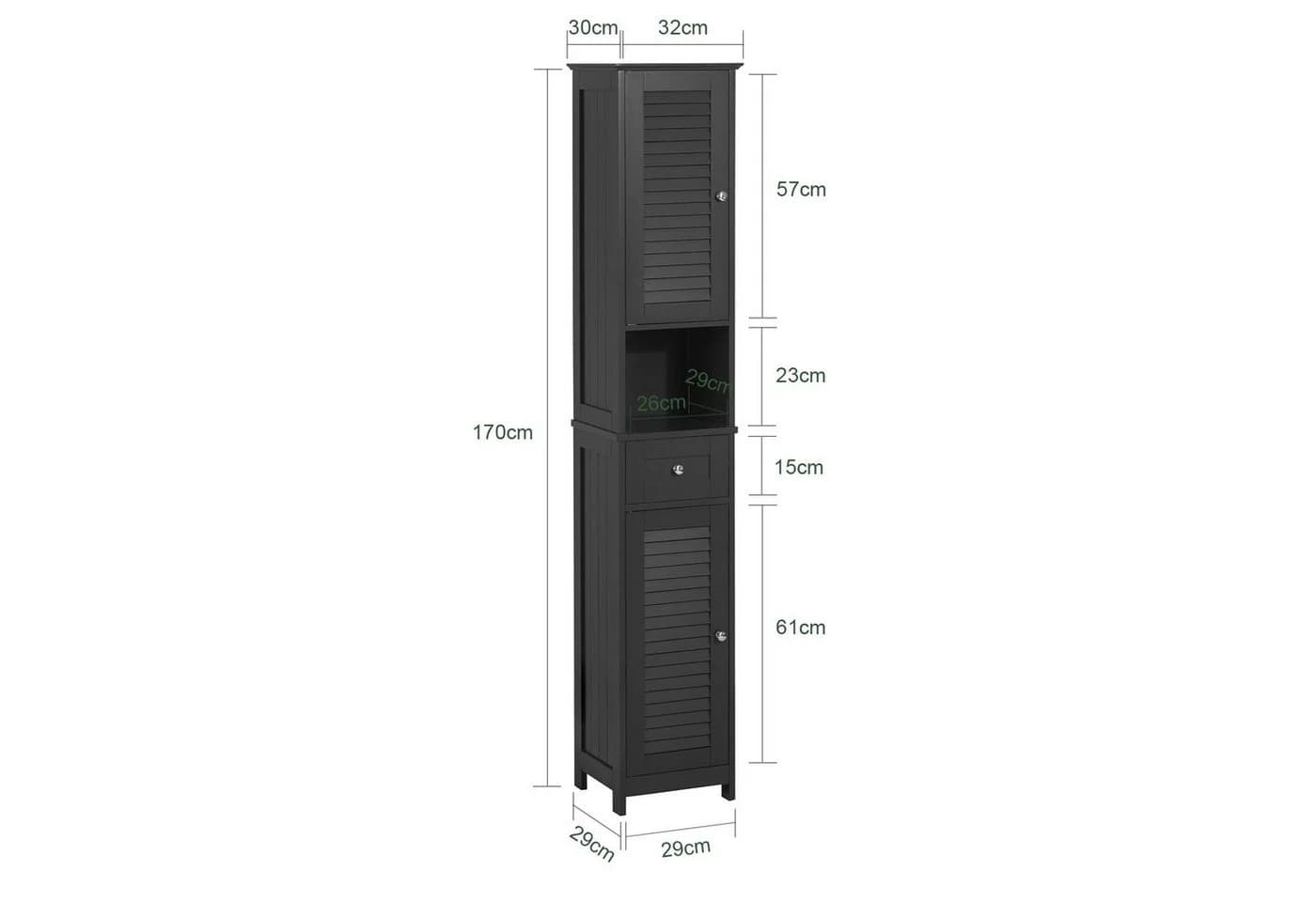 SoBuy Hochschrank FRG236 Dunkelgrau Badmöbel mit Schublade - Bild 4
