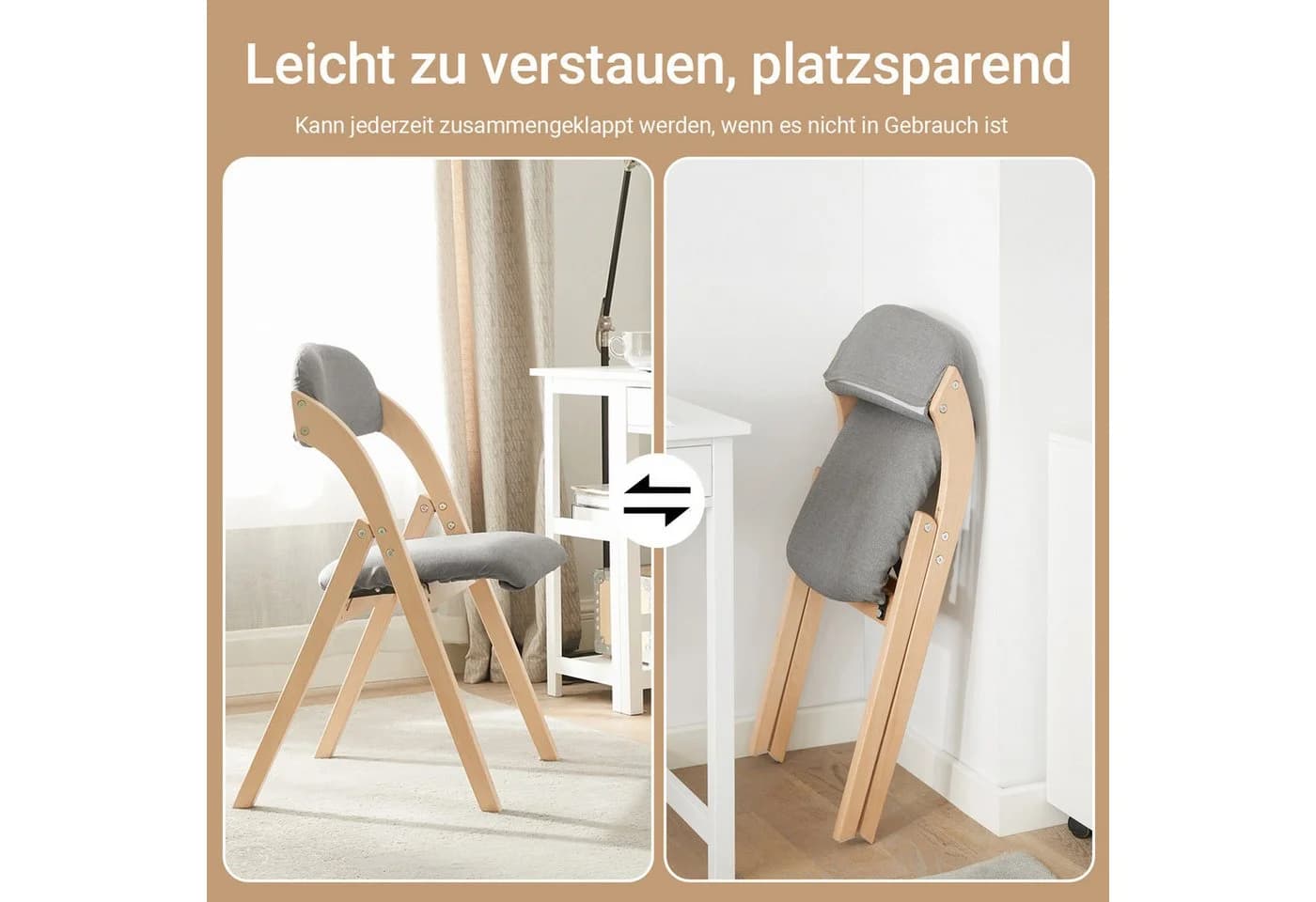 SoBuy Klappstuhl FST92 Grau Gepolstert Buche - Bild 2