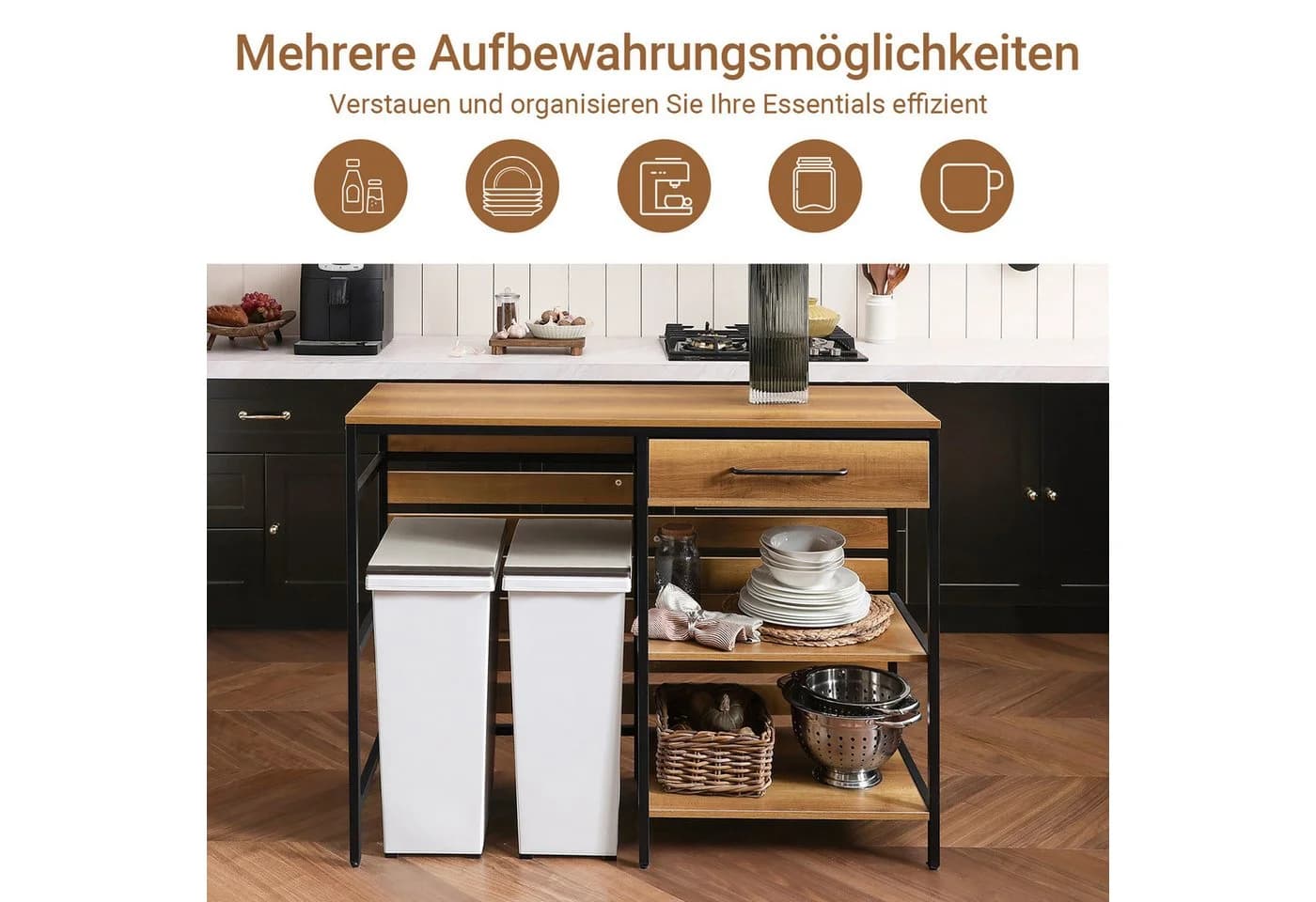 SoBuy Küchenbuffet FSB71 - Kücheninsel mit Schublade und Ablagen - Bild 2