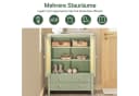 SoBuy Sideboard FSB72 Schuhschrank Grün mit Gitteroptik-Türen Bild 4