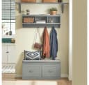 SoBuy Wandgarderobe FHK28 Hellgrau mit 3 Fächern und 4 Haken Bild 2