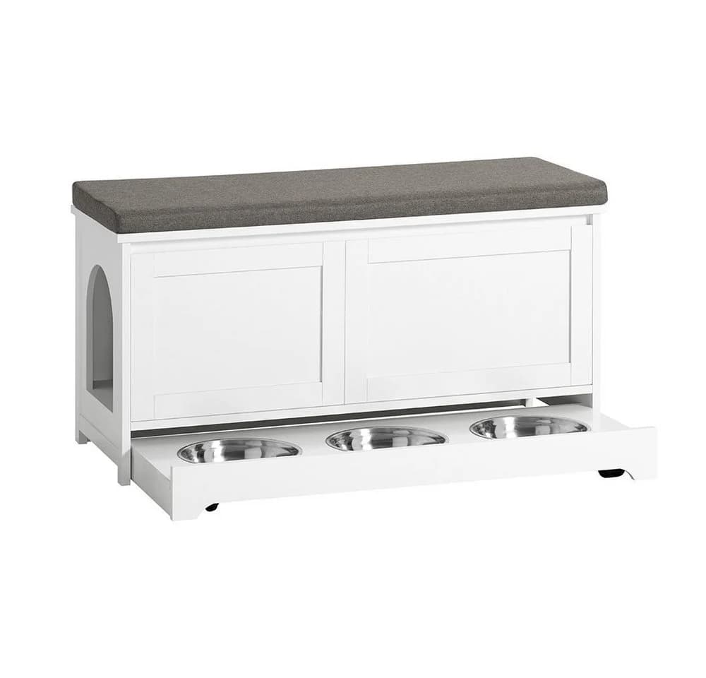 SoBuy Schuhbank mit 2 Türen Weiß Modern Multifunktional - Bild 3