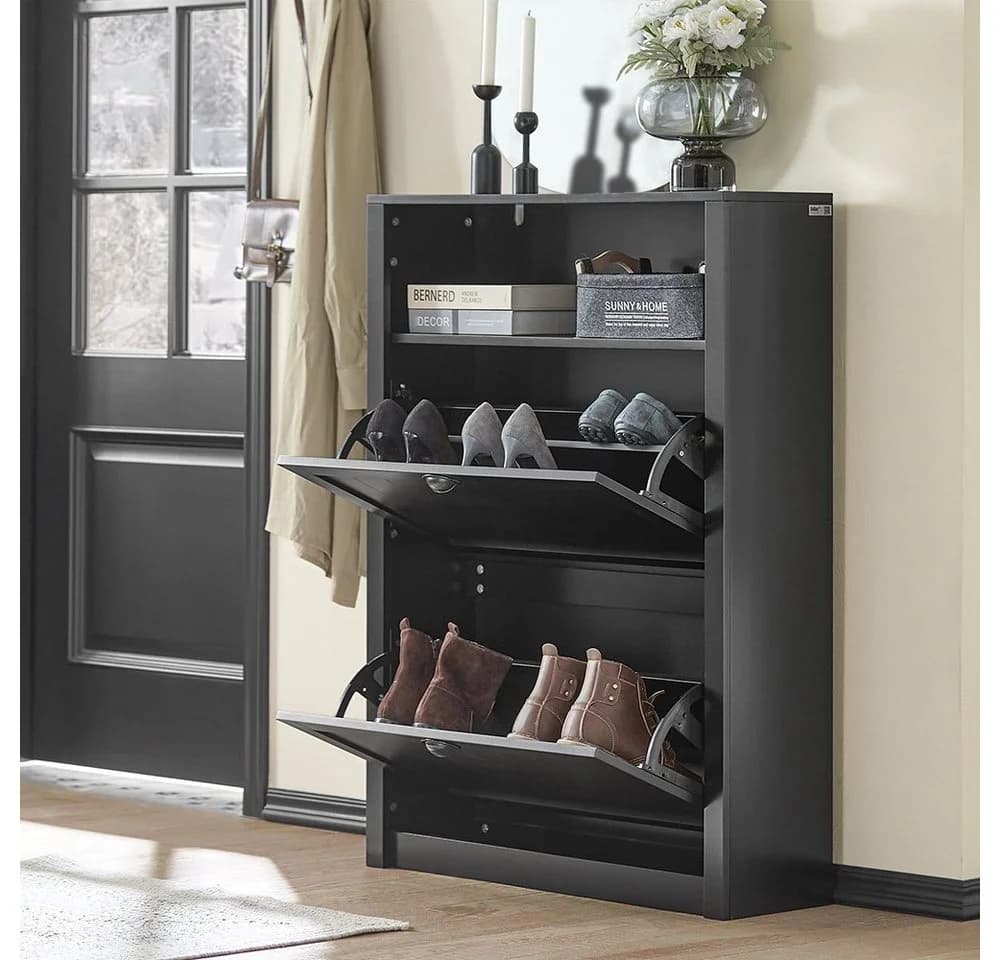 SoBuy Schuhschrank FSR87 Schwarz/Weiß mit 2 Klappen - Bild 2