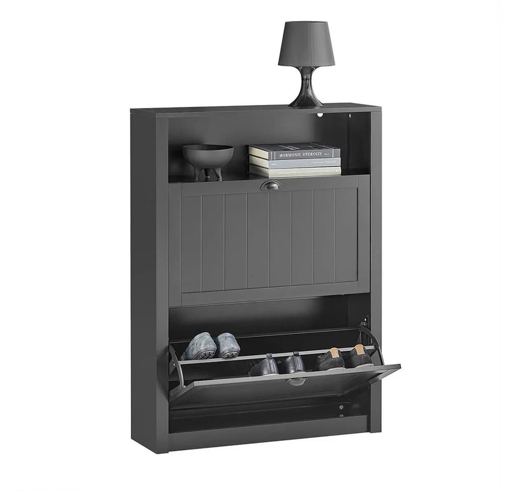 SoBuy Schuhschrank FSR87 Schwarz/Weiß mit 2 Klappen - Bild 3
