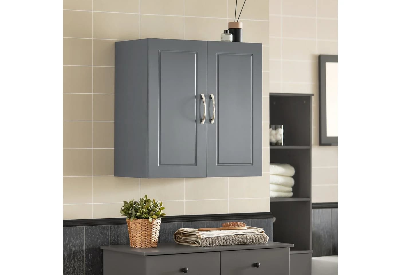 SoBuy Hängeschrank FRG231 Dunkelgrau 2 Türen Modern - Bild 2
