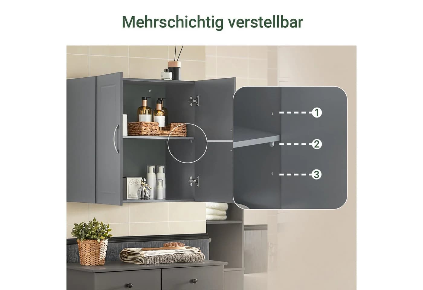 SoBuy Hängeschrank FRG231 Dunkelgrau 2 Türen Modern - Bild 4