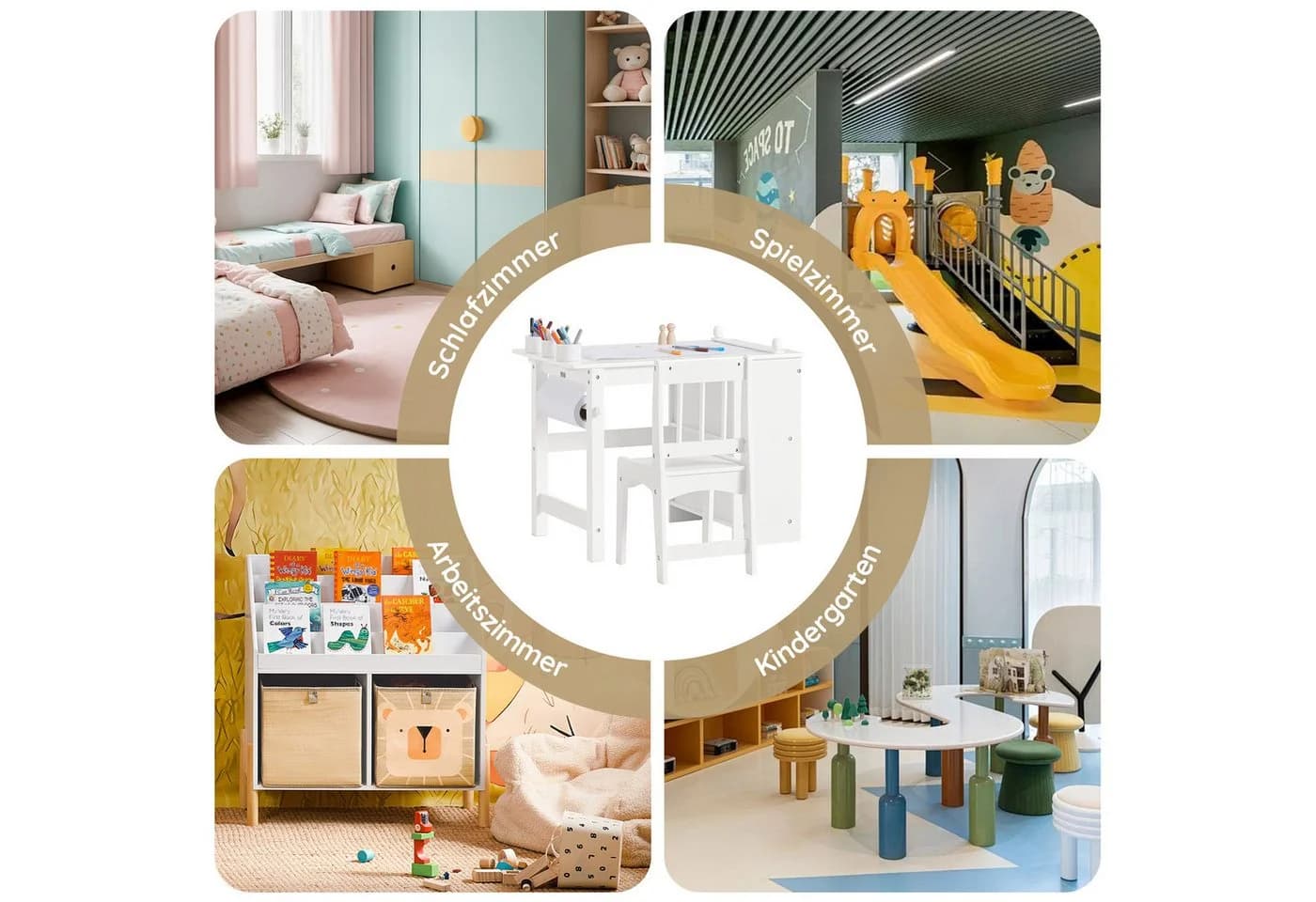 SoBuy Kindersitzgruppe KMB60 Weiß mit Stuhl und Regalbrettern - Bild 5