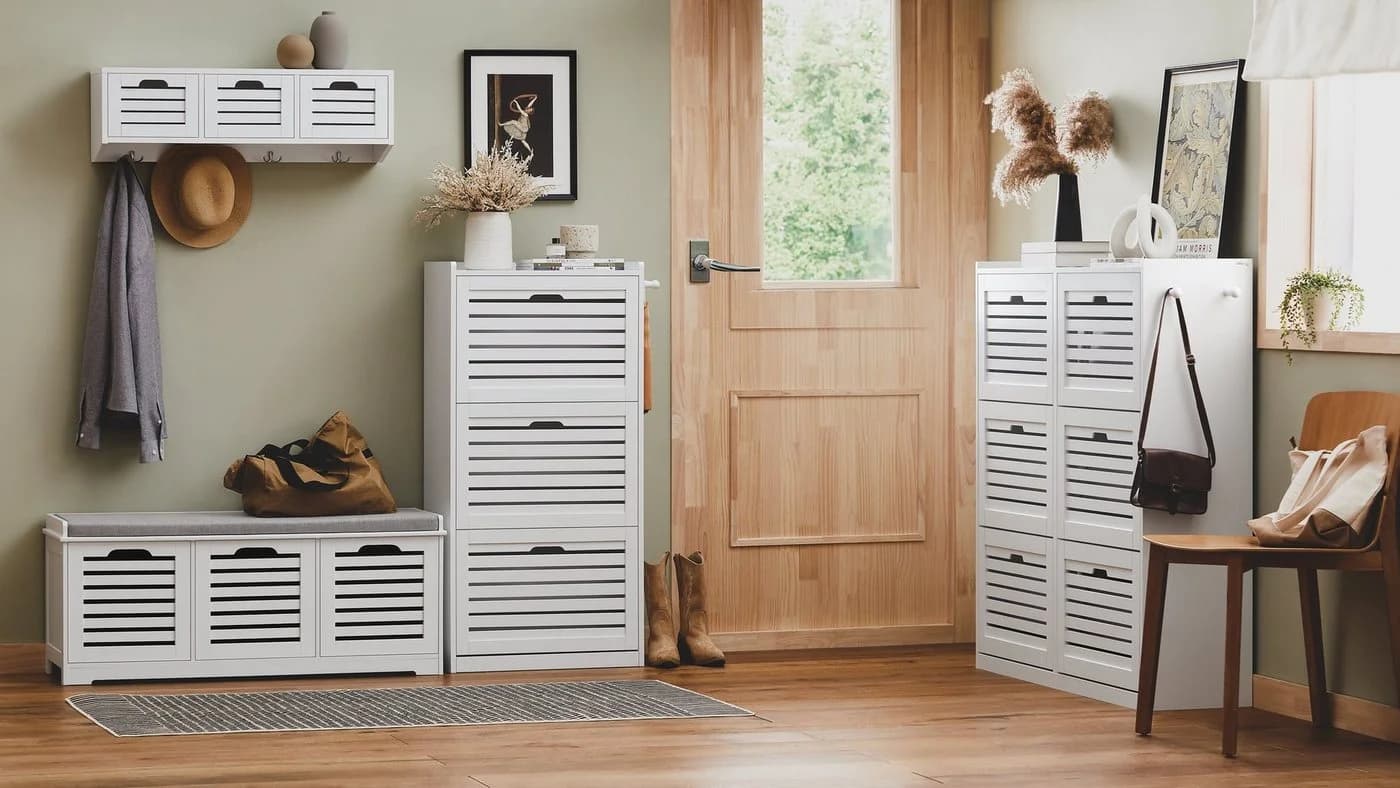 SoBuy Schuhschrank FSR145 Weiß mit 6 Klappen - Bild 3