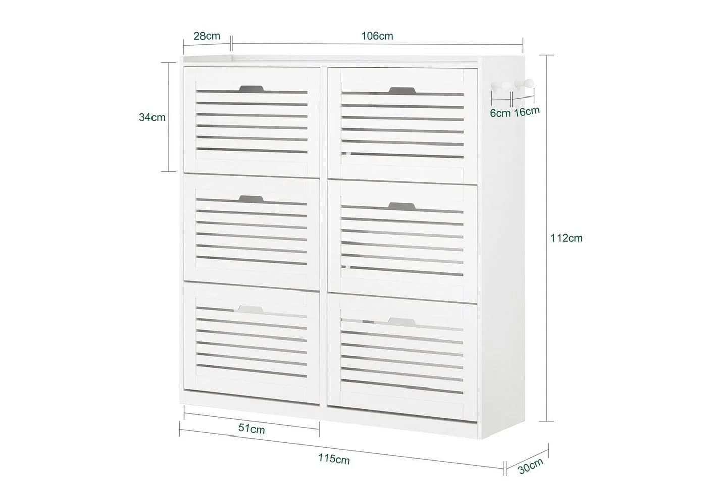 SoBuy Schuhschrank FSR145 Weiß mit 6 Klappen - Bild 4