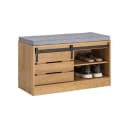 SoBuy Schuhbank FSR120 mit Schiebetür Truhenbank Sitzbank mit Stauraum Schuhregal Grau Bild 3
