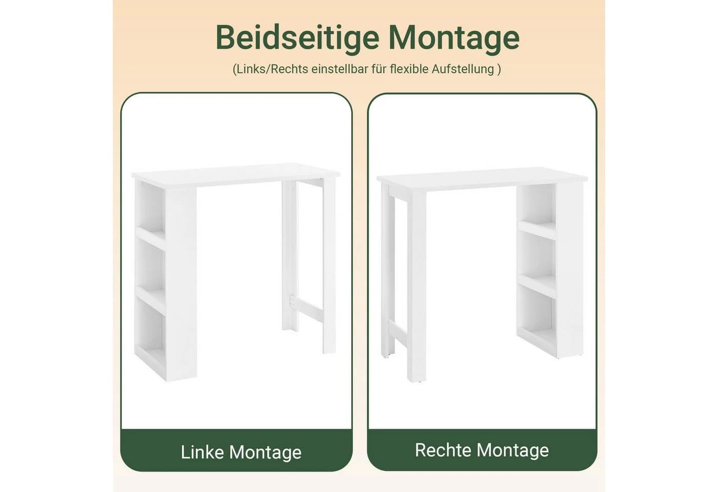 SoBuy Bartisch FWT17 Weiß/Schwarz mit 3 Regalfächern - Bild 3
