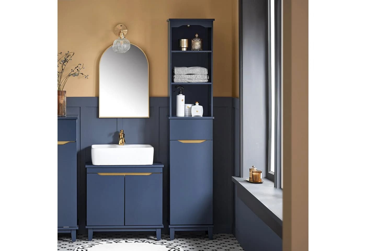 SoBuy Hochschrank BZR112 Blau Grau mit verstellbaren Ablagen - Bild 2