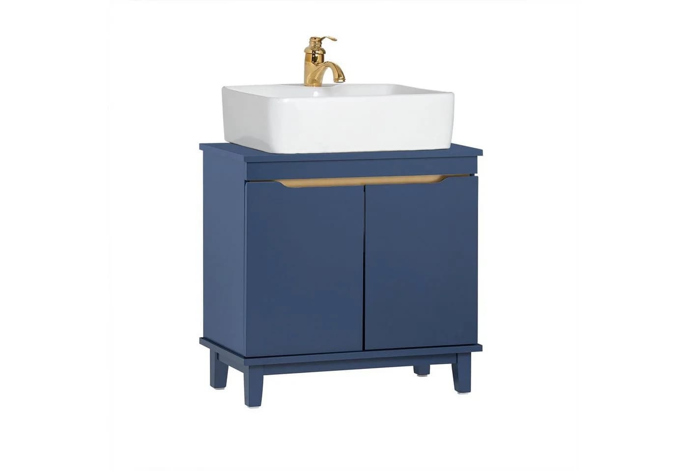 SoBuy Waschbeckenunterschrank BZR113 Blau Grau Modern - Bild 2