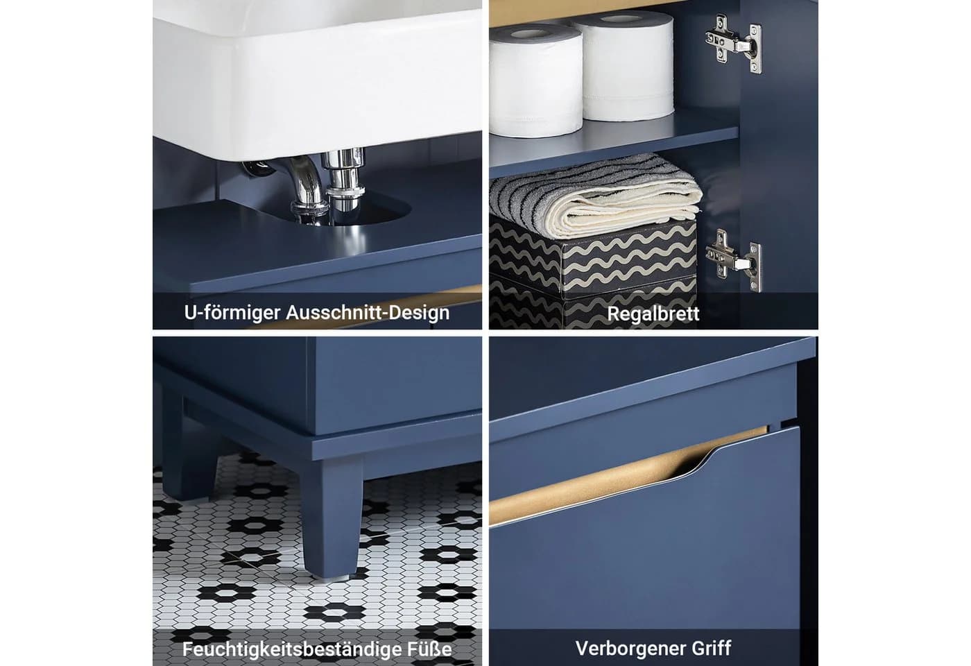 SoBuy Waschbeckenunterschrank BZR113 Blau Grau Modern - Bild 5