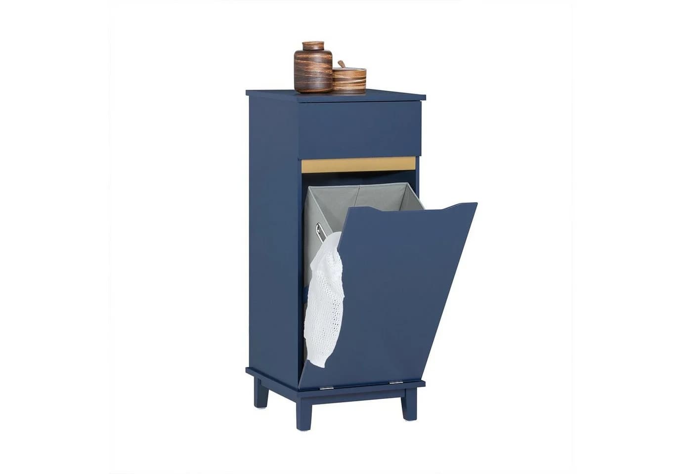 SoBuy Wäscheschrank BZR114 mit ausklappbarem Wäschesack Blau - Bild 3