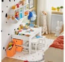 SoBuy Kindersitzgruppe KMB75 Weiß mit 2 Stühlen und Stauraum Bild 2