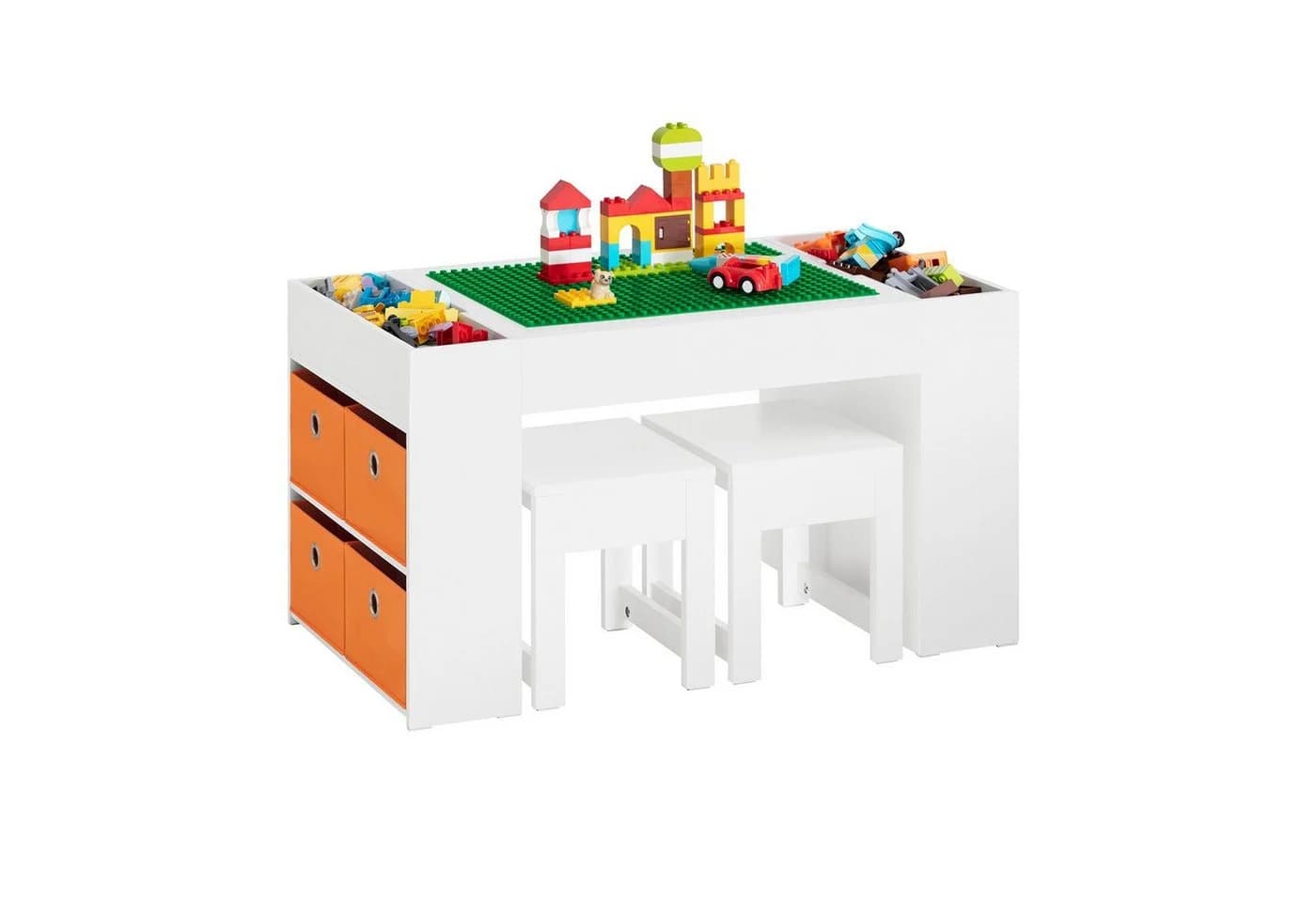 SoBuy Kindersitzgruppe KMB75 Weiß mit 2 Stühlen und Stauraum - Bild 3