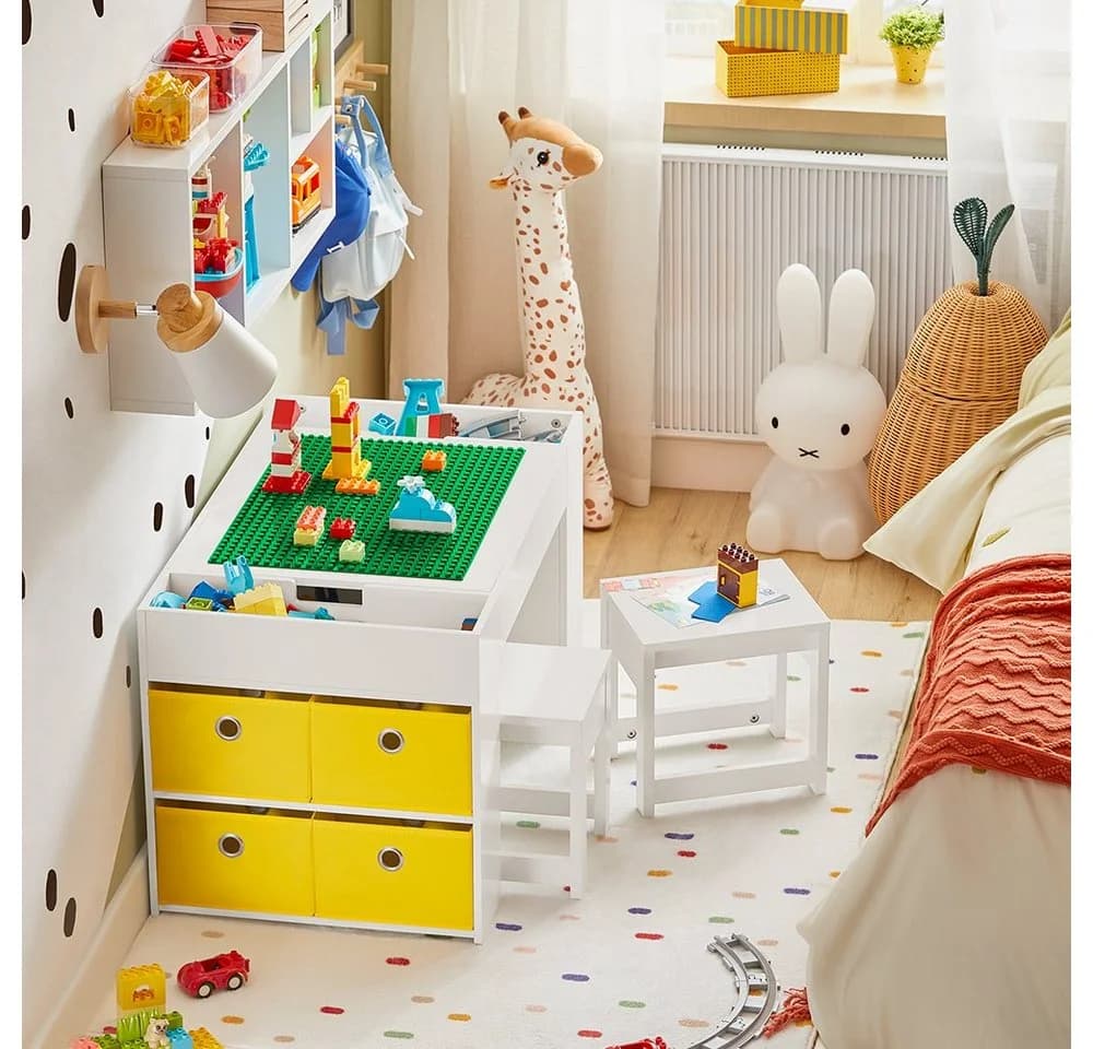 SoBuy Kindersitzgruppe KMB75 Weiß mit 2 Stühlen und Stauraum - Bild 5