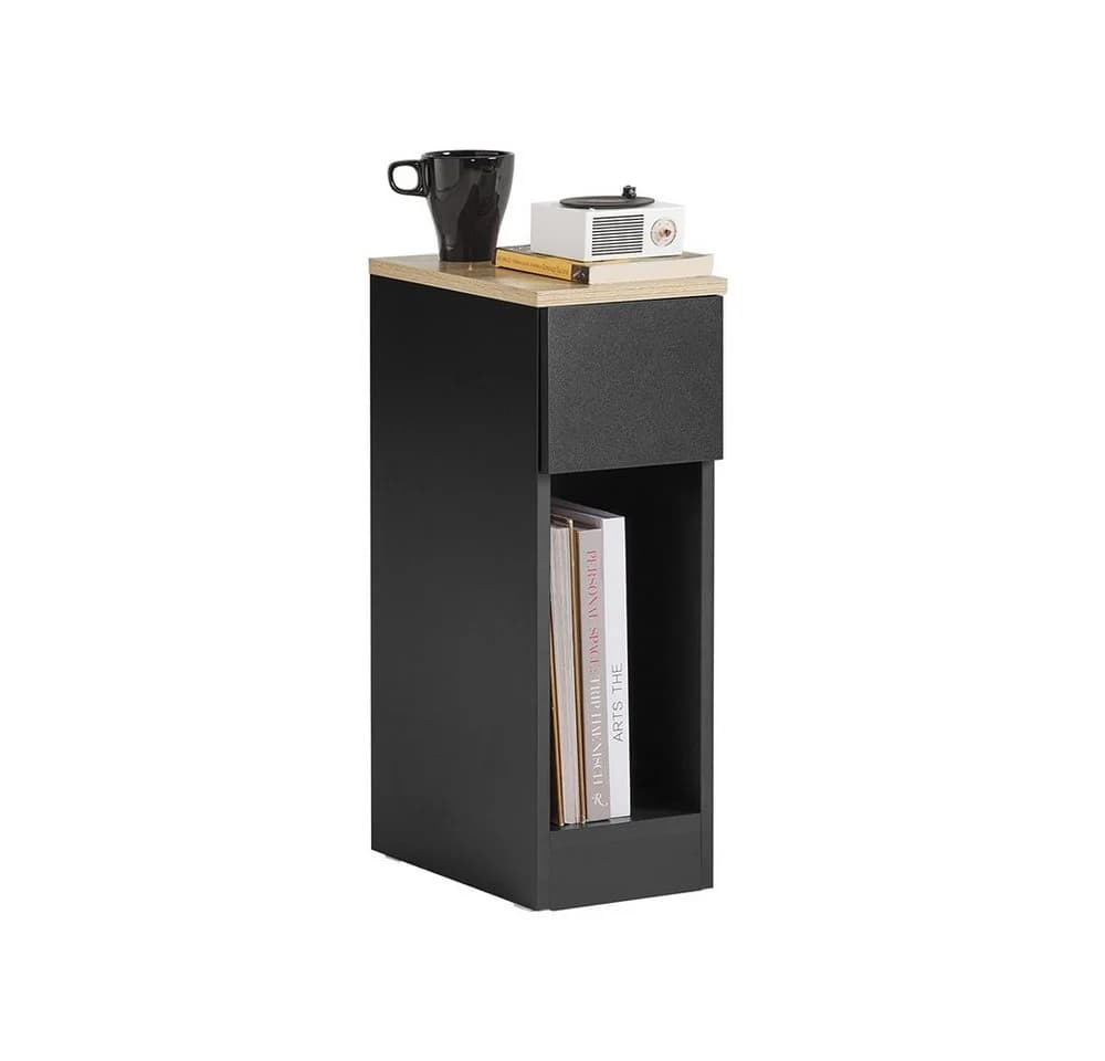 SoBuy Nachttisch FBT111 Schwarz mit Schublade und Ablage - Bild 3