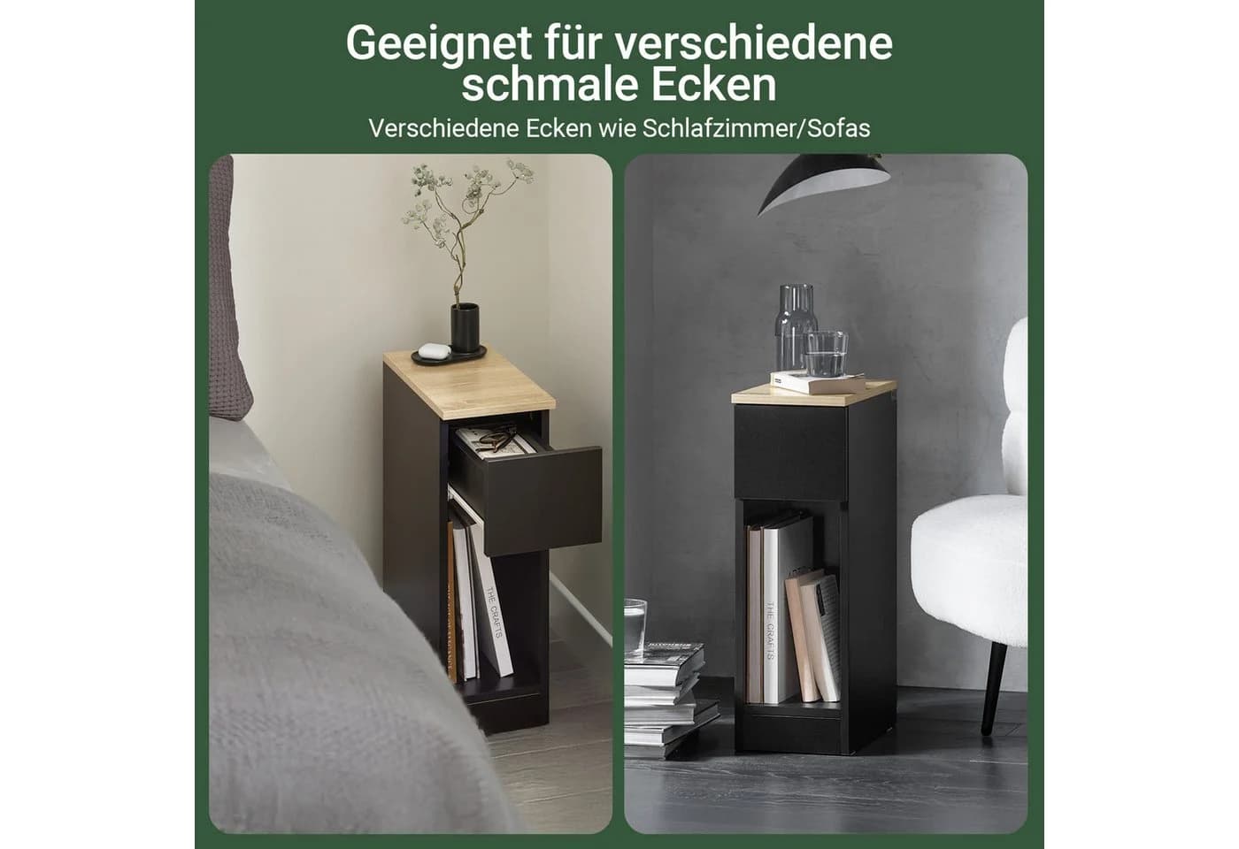 SoBuy Nachttisch FBT111 Schwarz mit Schublade und Ablage - Bild 4