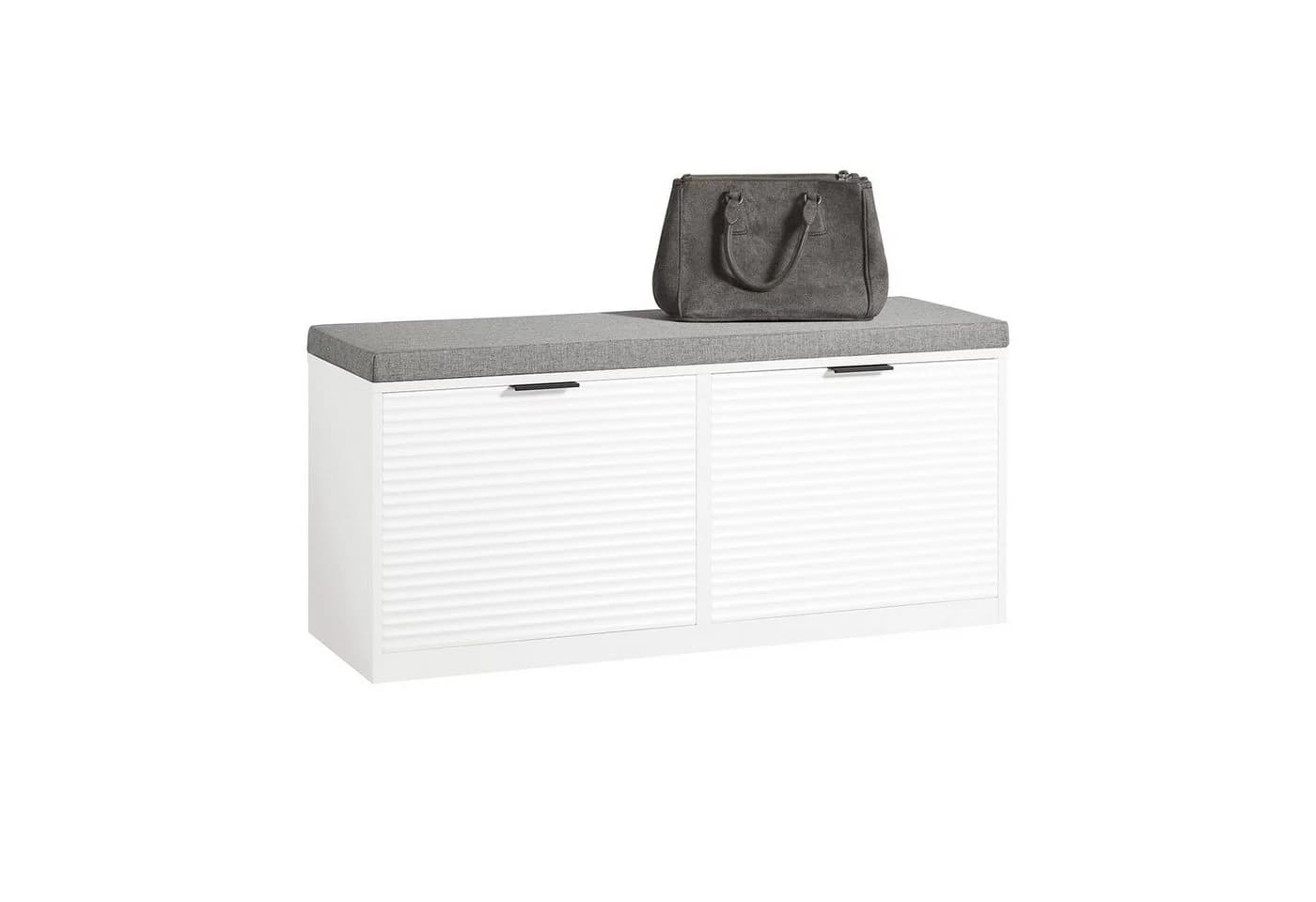 SoBuy Schuhbank Weiß mit 2 Klappen und Sitzkissen - Bild 3