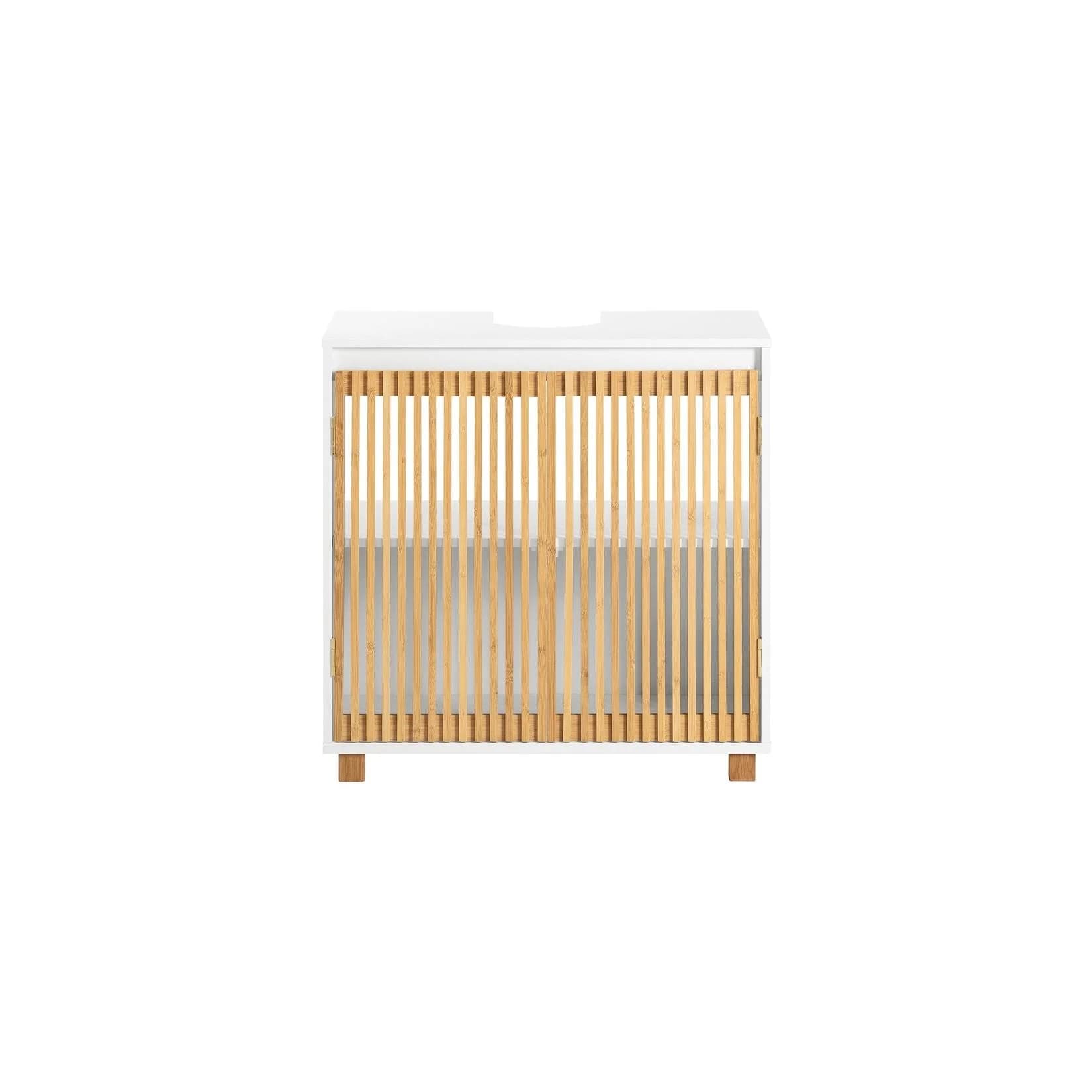SoBuy Waschbeckenunterschrank BZR125 Badezimmerschrank Weiß-Natur
