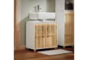 SoBuy Waschbeckenunterschrank BZR125 Badezimmerschrank Weiß-Natur Bild 4