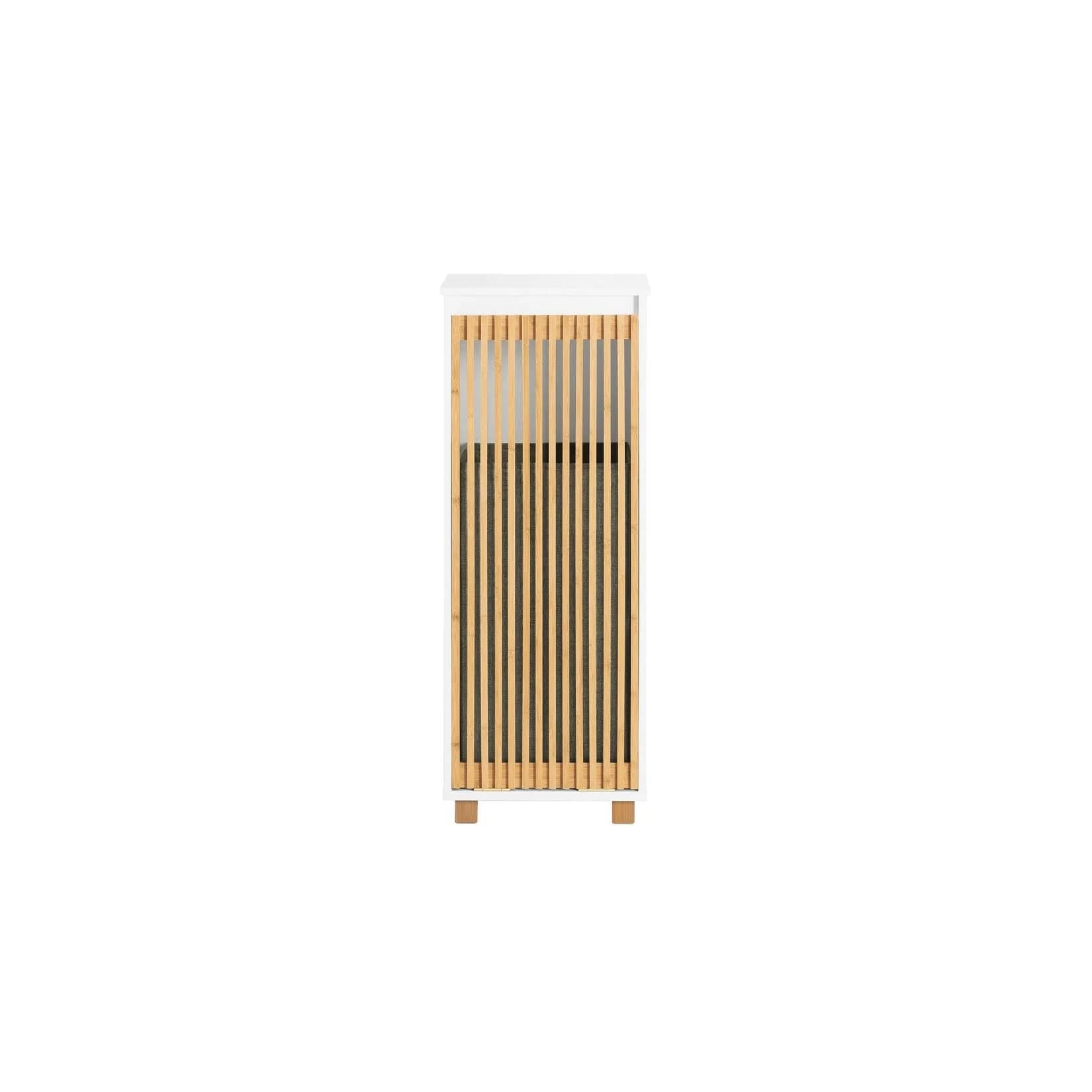 SoBuy Wäscheschrank BZR126 Weiß-Natur mit Wäschesack