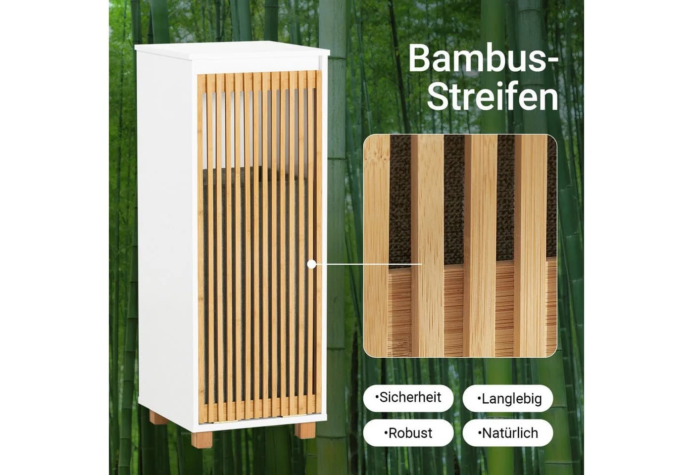 SoBuy Wäscheschrank BZR126 Weiß-Natur mit Wäschesack - Bild 5