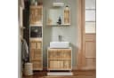 SoBuy Hochschrank BZR127 Weiß-Natur Bambus Badregal Bild 2