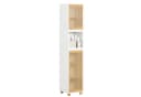 SoBuy Hochschrank BZR127 Weiß-Natur Bambus Badregal Bild 3