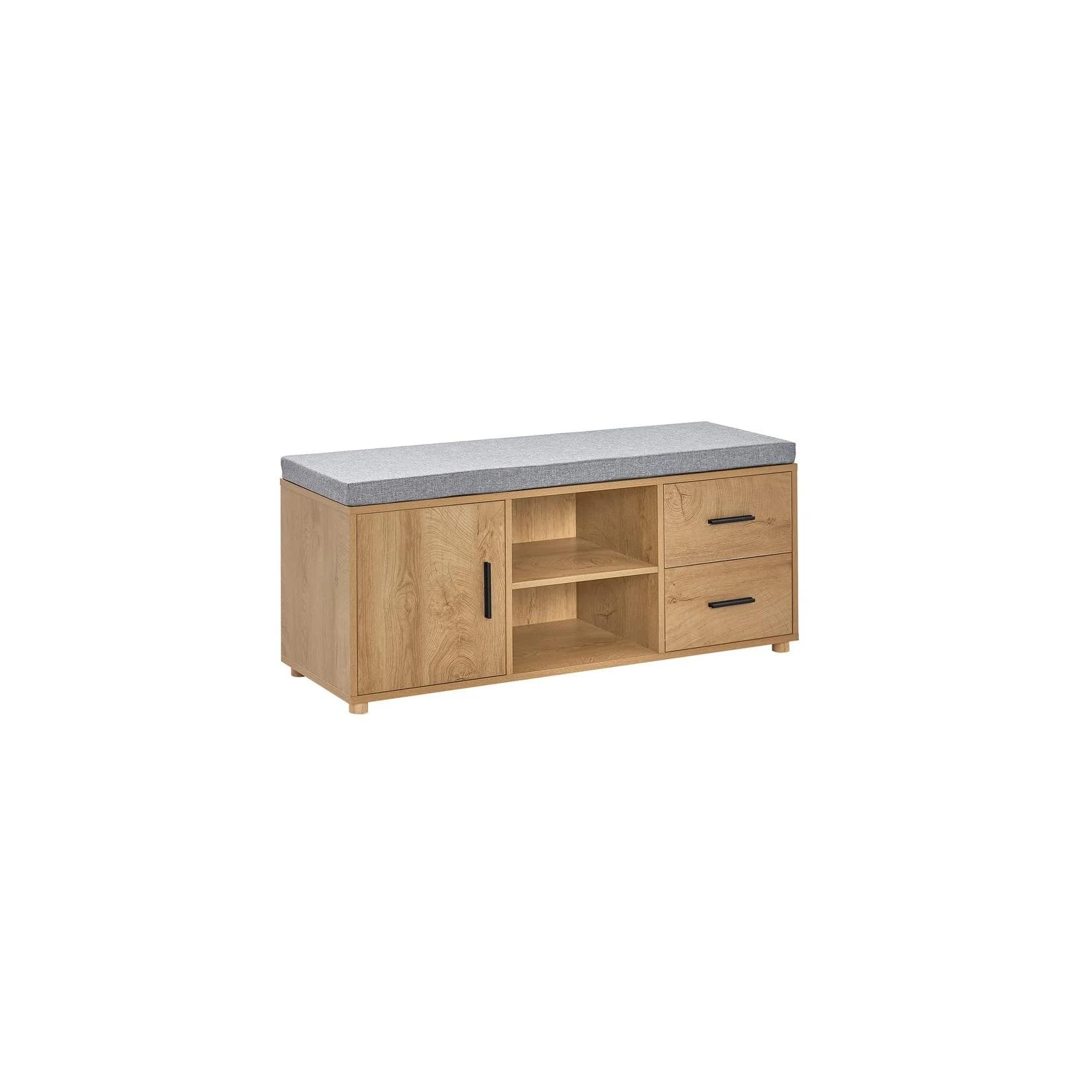 SoBuy Schuhbank FSR148 mit Stauraum und Sitzkissen Natur