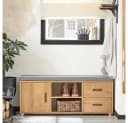 SoBuy Schuhbank FSR148 mit Stauraum und Sitzkissen Natur Bild 2