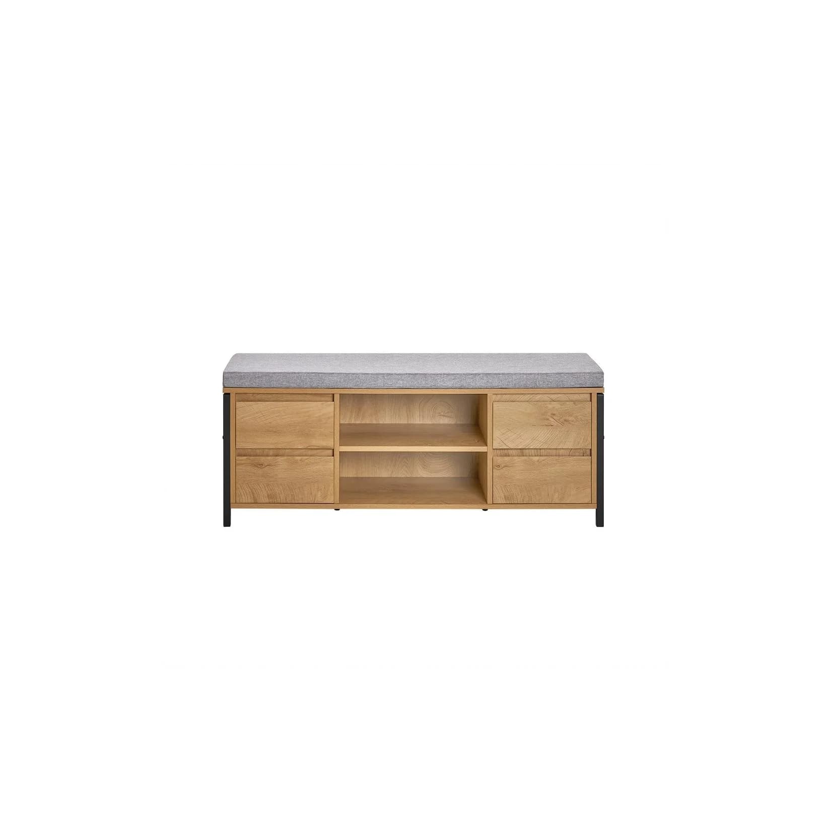 SoBuy Schuhbank FSR149 mit 4 Schubladen und 2 Fächern - Schwarz/Natur