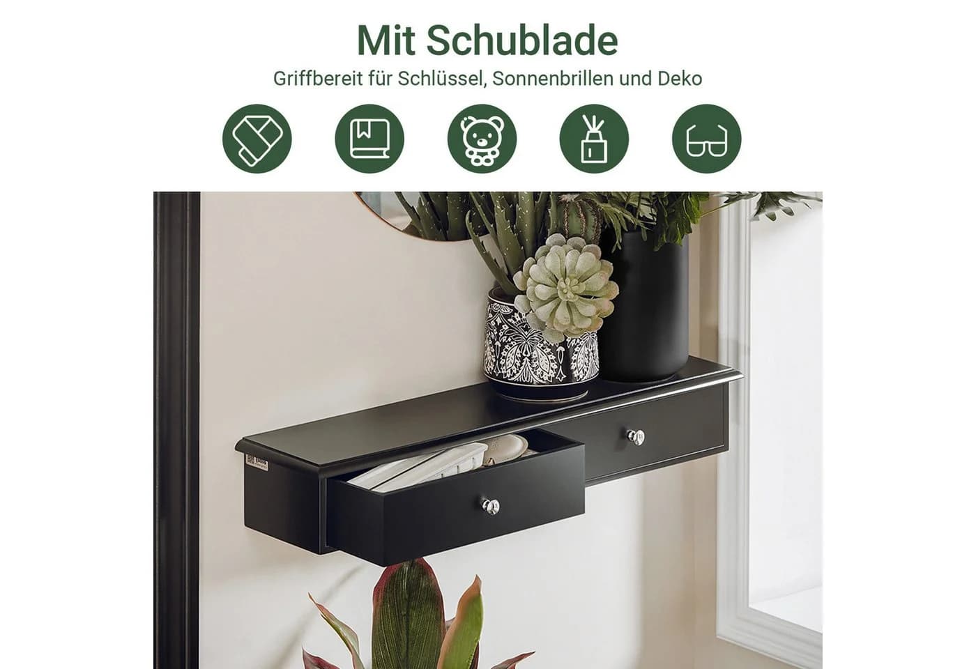 SoBuy Hängeschrank FRG43 Wandschrank mit Schubladen Weiß/Grau/Schwarz - Bild 3