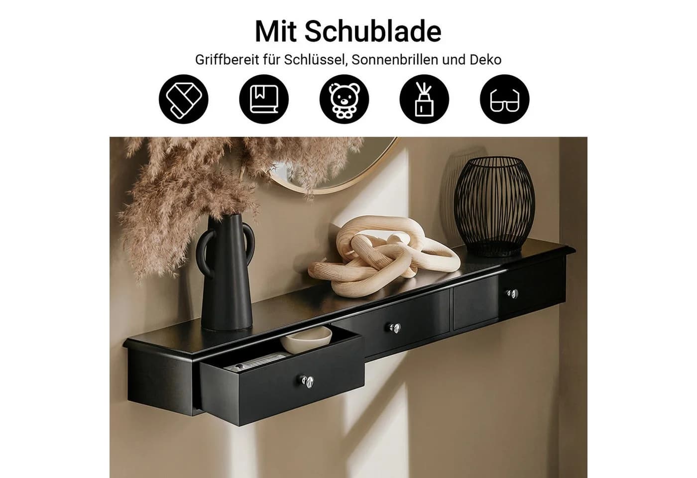SoBuy Hängeschrank FRG43 Wandschrank mit Schubladen Weiß/Schwarz - Bild 4