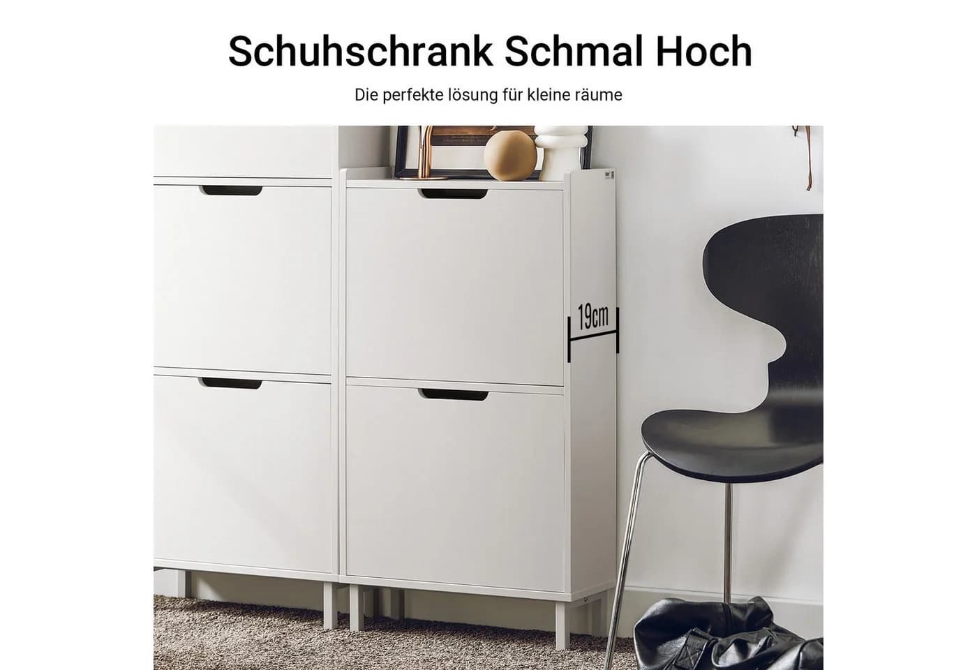 SoBuy Schuhkipper FSR151 Kommode Hoch Flurschrank für Diele Flur Platzsparend Schuhschrank mit Klappen Schuhregal schmal Schuhkommode Schuhablage - Bild 4